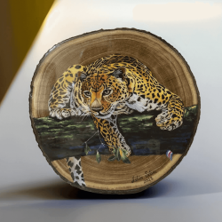 El Jaguar. Pintura acrilica sobre chuleta de madera ART00020