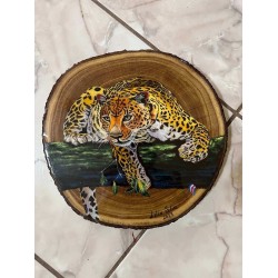 El Jaguar. Pintura acrilica sobre chuleta de madera ART00020 El Jaguar. Pintura acrilica sobre chuleta de madera ART00020