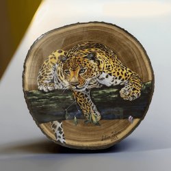 El Jaguar. Pintura acrilica sobre chuleta de madera ART00020