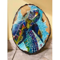 La tortuga. Pintura acrilica sobre chuleta de madera ART00022