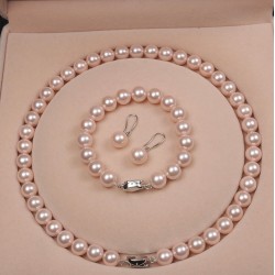 Conjunto de perlas cultivadas de agua dulce que incluye una impresionante pulsera, collar y aretes PUL00021