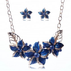 Juego de joyas vintage con diseño de flores, con cristales de imitación PUL00013