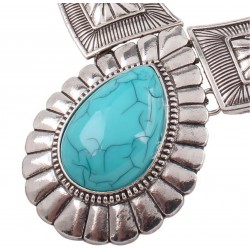 Collar de acero inoxidable con colgante de piedra en forma de lagrima PUL00017