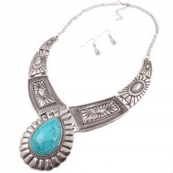 Collar de acero inoxidable con colgante de piedra en forma de lagrima PUL00017 Collar de acero inoxidable con colgante de piedra en forma de lagrima PUL00017