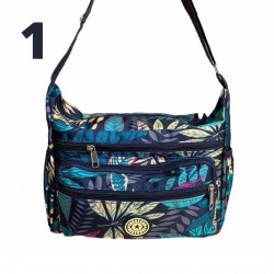 Bolso bandolera para mujer, de nailon, diseño floral, resistente al agua BOL00125
