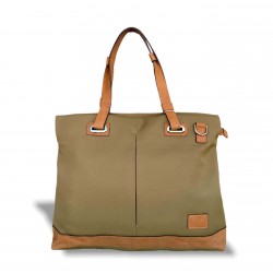 Bolso de hombro grande de cuero autentico y nailon impermeable para mujer BOL00218