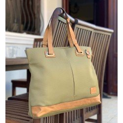 Bolso de hombro grande de cuero autentico y nailon impermeable para mujer BOL00218 Bolso de hombro grande de cuero autentico y nailon impermeable para mujer BOL00218