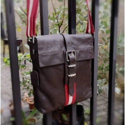 Bolso mediano cruzado de cuero auténtico para hombre BOL00313