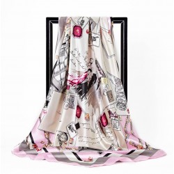 Pañuelo de seda para mujer grande, cuadrado y satinado BUF00002B Pañuelo de seda para mujer grande, cuadrado y satinado BUF00002B