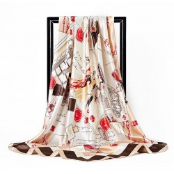 Pañuelo de seda para mujer grande, cuadrado y satinado BUF00002C