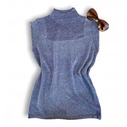 Camiseta tipo top mangas  con cuello alto , ajustada, elástica para mujer CAM00022