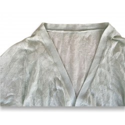 Blusa corta con mangas cortas con cuello en V, parte delantera abierta, para mujer CAM00023 Blusa corta con mangas cortas con cuello en V, parte delantera abierta, para mujer CAM00023