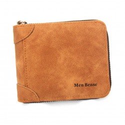 Billetera pequeña  con zíper de cuero sintético para hombre CAR00053