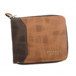 Billetera pequeña  con zíper de cuero sintético para hombre CAR00054
