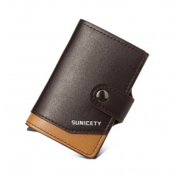 Tarjetera zíper de cuero sintetico  unisex CAR00069
