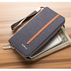 Billetera larga de lona con varios espacios para tarjetas para hombre CAR00082 Billetera larga de lona con varios espacios para tarjetas para hombre CAR00082
