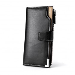 Billetera larga de cuero sintético con varios espacios para tarjetas para hombre CAR00084