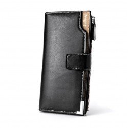 Billetera larga de cuero sintético con varios espacios para tarjetas para hombre CAR00084