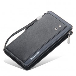 Billetera larga grande de cuero sintético con varios espacios para tarjetas para hombre CAR00087