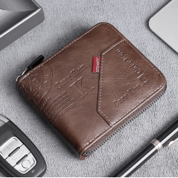 Billetera de cuero sintético con ziper para hombre CAR00103