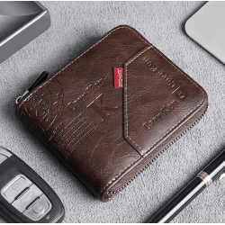 Billetera de cuero sintético con ziper para hombre CAR00103
