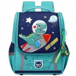 Mochila impermeable mediana  para la primaria, diseño DINOSAURIO VERDE  MOC00301