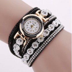 Reloj de cuarzo para mujer, lujoso, con pulsera de oro y diamantes de imitación REL00021