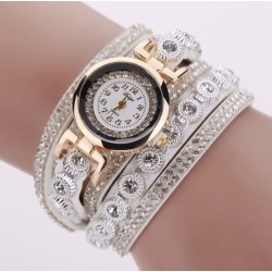 Reloj de cuarzo para mujer, lujoso, con pulsera de oro y diamantes de imitación REL00021