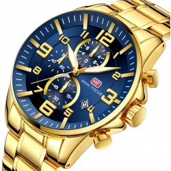 Reloj de lujo para hombre con correa de acero inoxidable, resistente al agua REL00075