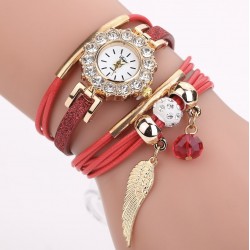 Reloj de pulsera para mujer con correa de piel de diamante REL00022