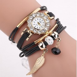 Reloj de pulsera para mujer con correa de piel de diamante REL00022