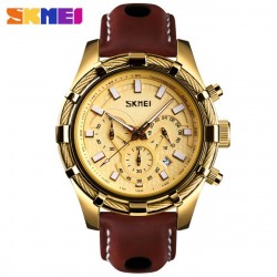 Reloj de pulsera para hombre, cronógrafo, analógico, de cuarzo, faja de cuero REL00135