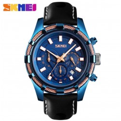 Reloj de pulsera para hombre, cronógrafo, analógico, de cuarzo, faja de cuero REL00135