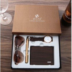 Juego de regalo para hombre reloj, billetera, anteojos, lapizero REL00096