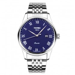 Reloj de pulsera de cuarzo para hombre con números romanos y correa de acero REL00056