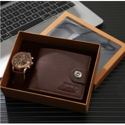 Juego de regalo para hombre reloj y billetera de cuero REL00097
