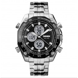 Reloj de pulsera para hombre SKMEI, resistente al agua, militar, analógico, digital, con cronógrafo LED multihora, de acero inoxidable REL00057
