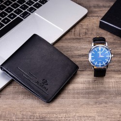 Juego de regalo de cumpleaños para hombre, reloj de piel sintética, cartera REL00005