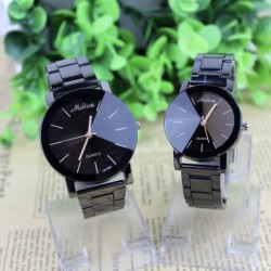 Reloj de pulsera analógico de cuarzo para hombre y mujer, acero inoxidable REL00016