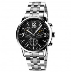 Reloj de pulsera analógico de cuarzo para hombre, resistente al agua, con correa de acero REL00049