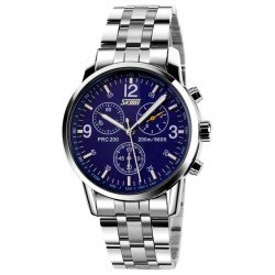 Reloj de pulsera analógico de cuarzo para hombre, resistente al agua, con correa de acero REL00049