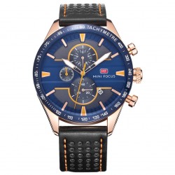 Reloj de cuarzo analógico para hombre, con correa de piel, calendario, fecha, para deportes de negocios REL00073