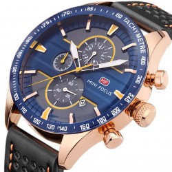 Reloj de cuarzo analógico para hombre, con correa de piel, calendario, fecha, para deportes de negocios REL00073