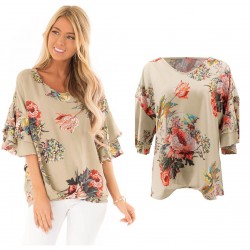 Blusa de cuello redondo para mujer, estilo casual CAM00003C