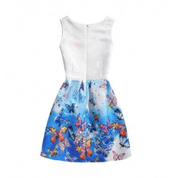Vestido de verano con estampado floral de mariposas, sin mangas, para niñas VES00002A