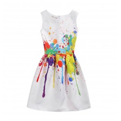 Vestido de verano con estampado floral, sin mangas, para niñas VES00003