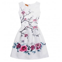 Vestido de verano con estampado floral, sin mangas, para niñas VES00004A
