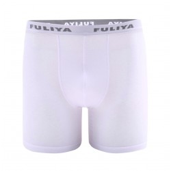 Boxer pierna larga de 100% algodón para hombre, blanco BOX00010A