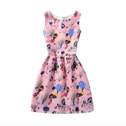 Vestido de verano con estampado floral de mariposas, sin mangas, para niñas VES00006C