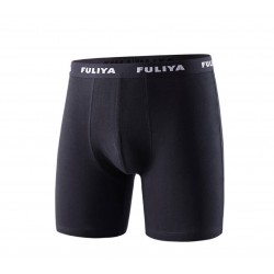 Boxer pierna larga de 100% algodón para hombre, negro BOX00010B